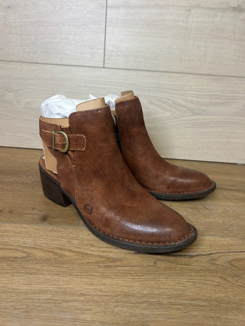 B.O.C. Womens Magrit Leather Almond Ankle Toe Fashion Boots Rust 6M